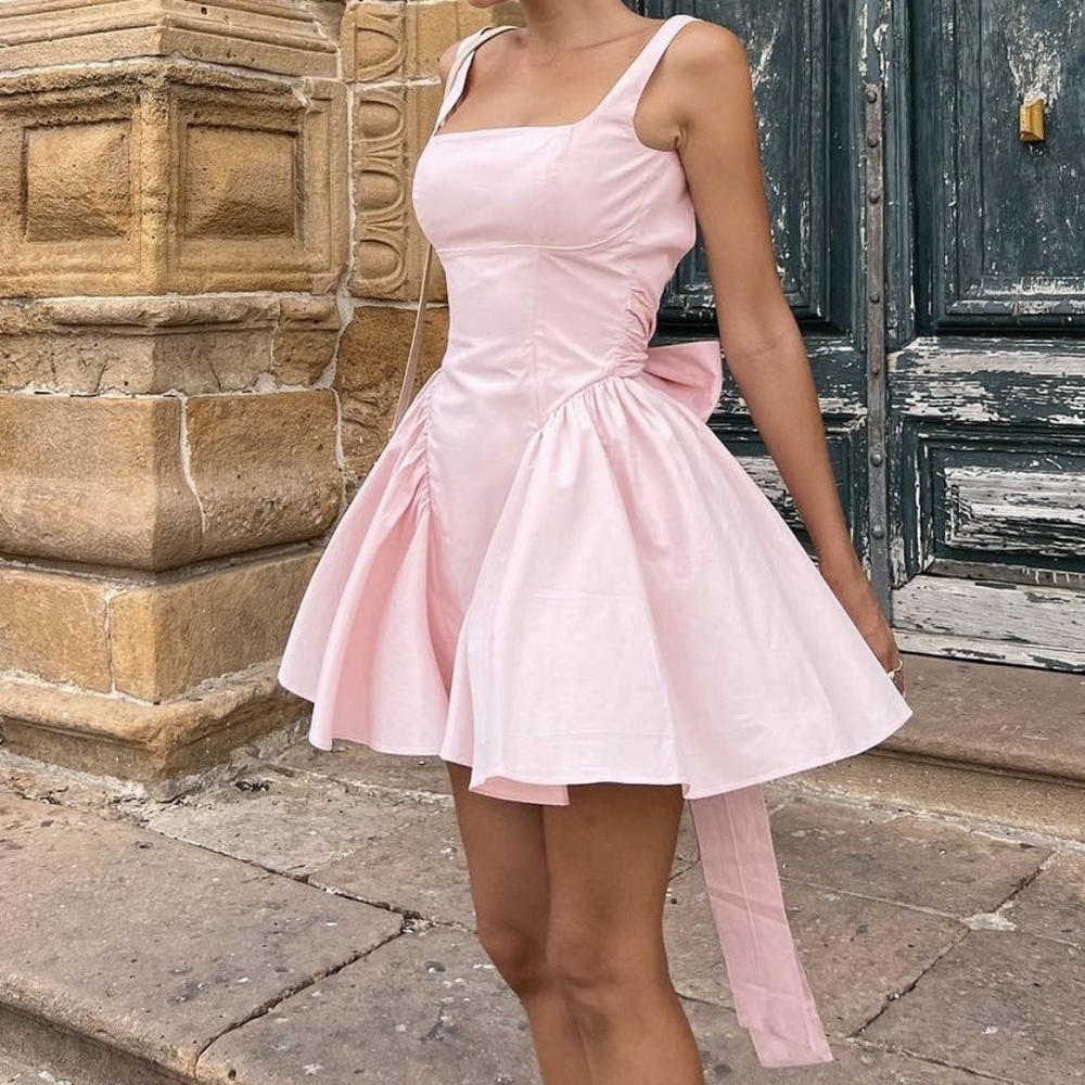 HOUSE OF CB Florianne soft Peach Bow Mini Dress